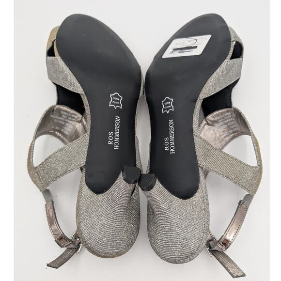 Ros Hommerson Silver Slingback Heels with Kitten Heel - Picture 7 of 13